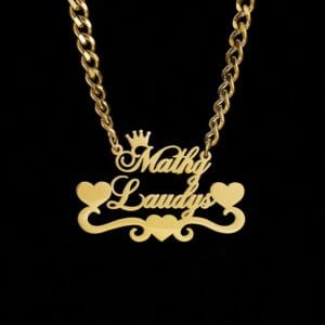 سلسلة قلادة مقاوم للصدأ مع القلب مخصصة 2 أسماء الإسم و اللقب 3