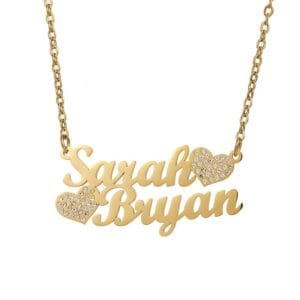 سلسلة قلادة مخصصة أسماء مع قلب مرصع بالكريستال 2