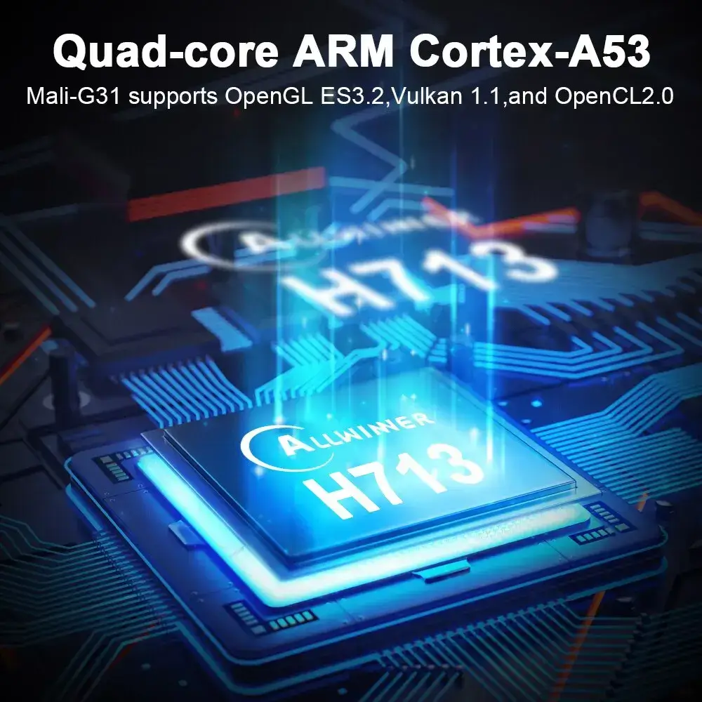 وحدة المعالجة المركزية Allwinner H713 ذراع رباعي النواة our core armure