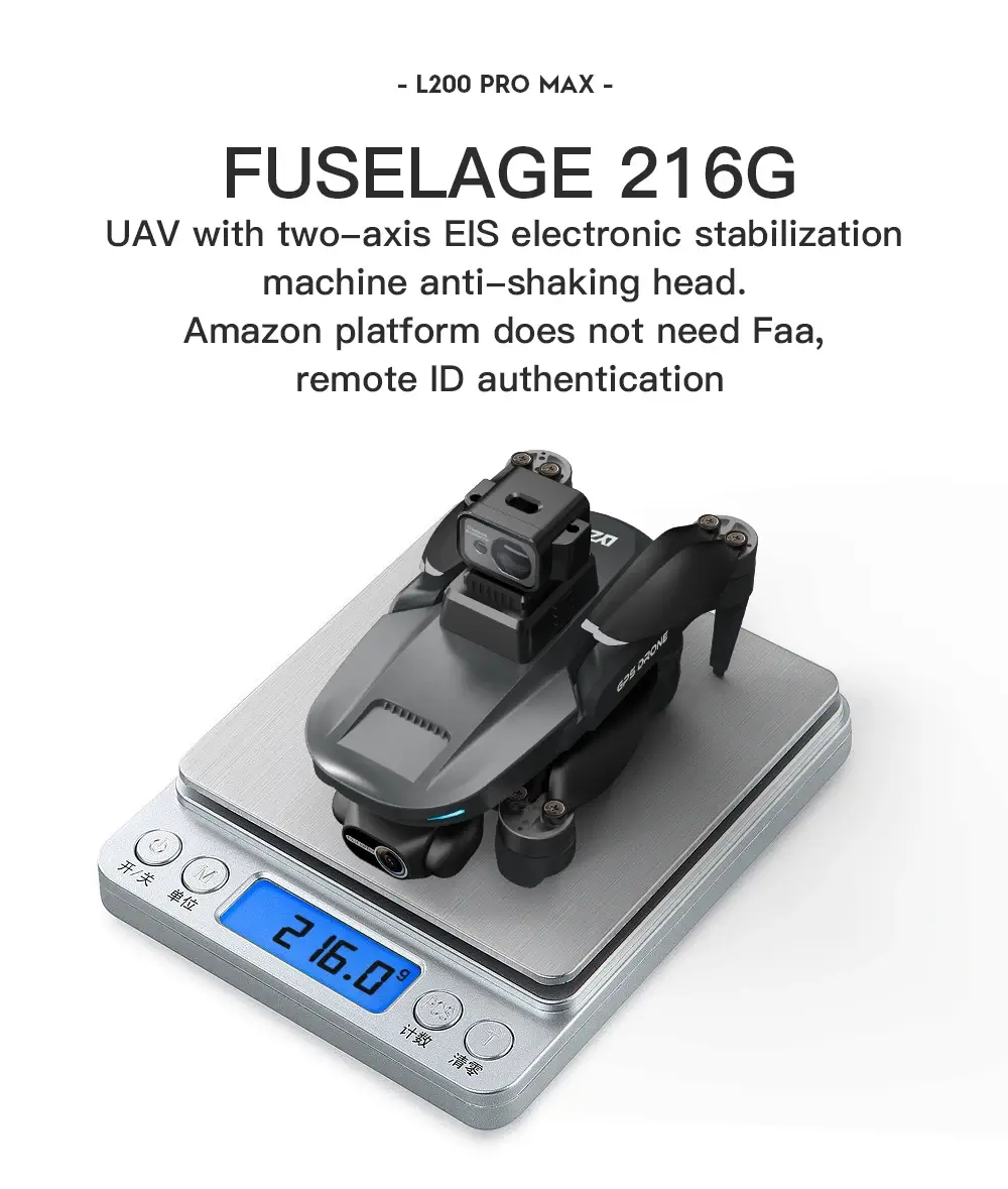 وزن الدرون يبلغ 216 غرام L200 PRO MAX