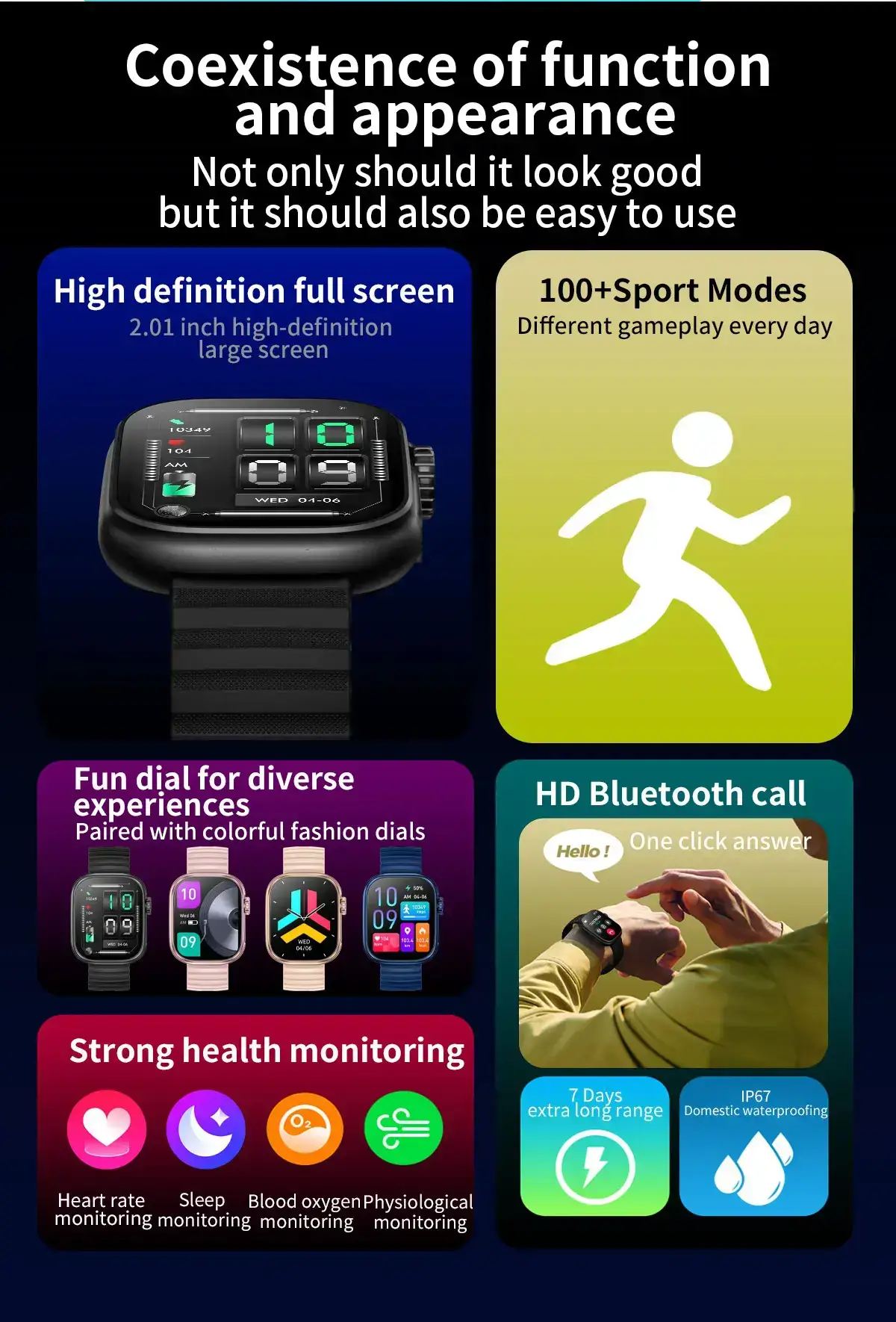 ساعة SENBONO الذكية واجهة سهلة الاستخدام