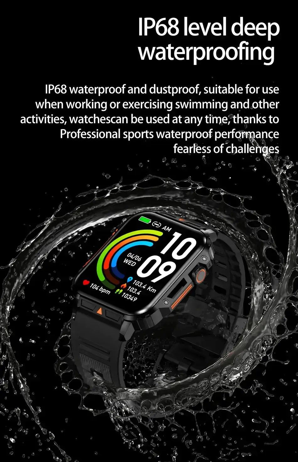 مستوى IP68 للعزل المائي العميق مقاومة للماء و الغبار مناسبة للاستخدام اثناء العمل او ممارسة السباحة