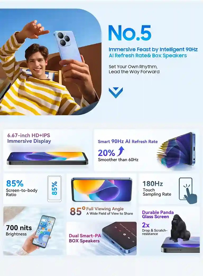 هاتف Blackview SHARK 9 5G مواصفات مذهلة و سعر لا يصدق 14 Blackview Sharek 9 5G معدل تحديث ذكي 90 هرتز و مكبرات صوت مثالية