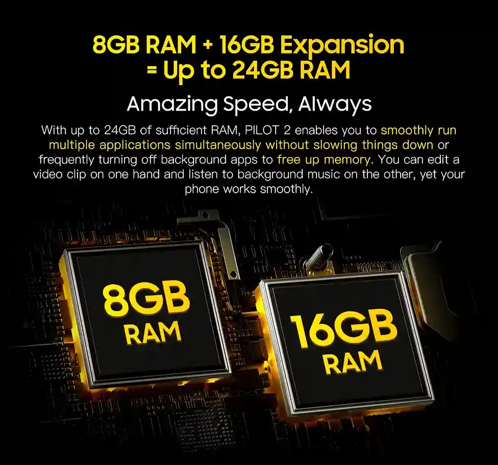 OSCAL PILOT 2 ذاكرة وصول عشوائي 8 جيدابايت + 16 جيجابايت قابلة للتوسع سرعة مذهلة دائما انت الأول