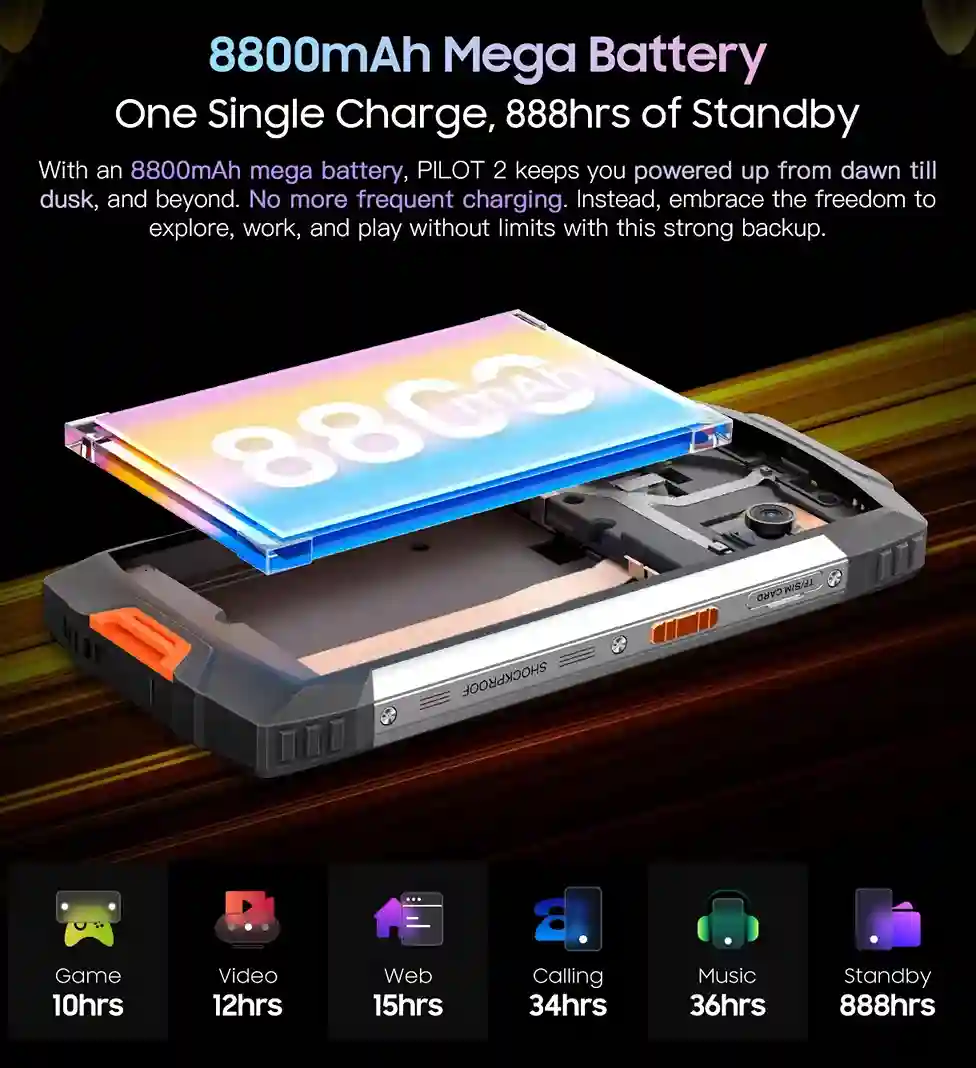 OSCAL PILOT 2 مع بطارية ضخمة بسعة 8800 مللي امبير في الساعة مع أكثر من 888 ساعة في وضع الإستعداد