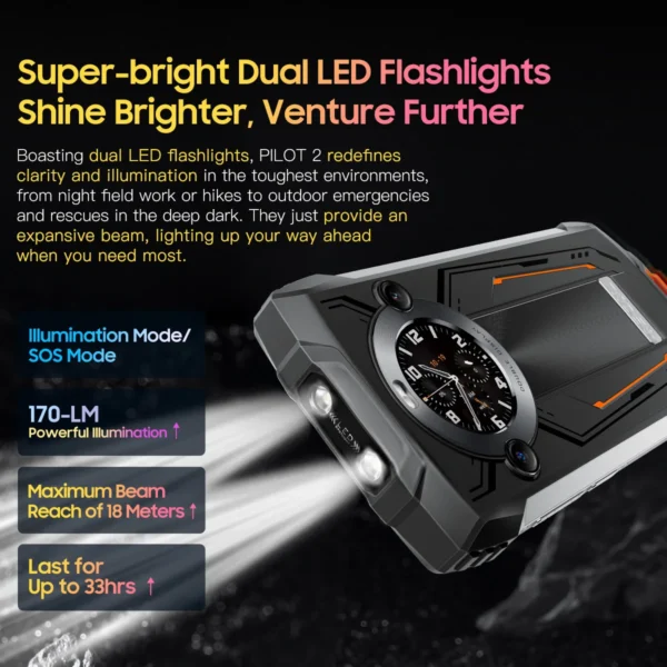 مصابيح فائقة السطوح مزود بها الهاتف المتين Oscal Pilot 2