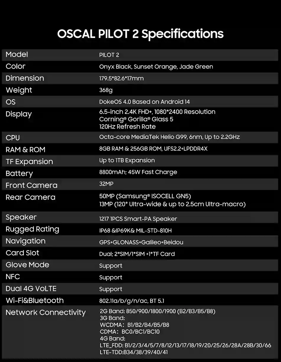 oscal pilot 2 المواصفات التقنية للهاتف الذي المتين