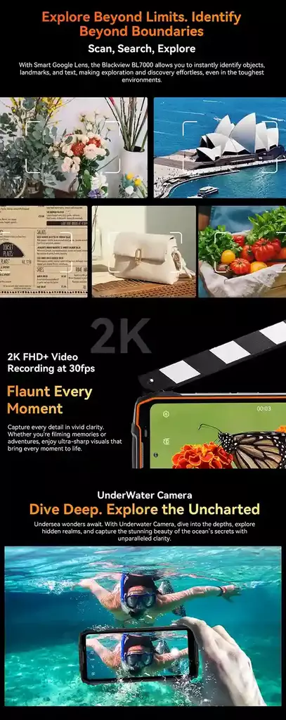 BLACKVIEW BL7000 5G استكشف العالم بتفاصيله مع كاميرا 2K وعدسة Google الذكية وتصوير تحت الماء BLACKVIEW BL7000 5G استكشف العالم بتفاصيله مع كاميرا 2K وعدسة Google الذكية وتصوير تحت الماء