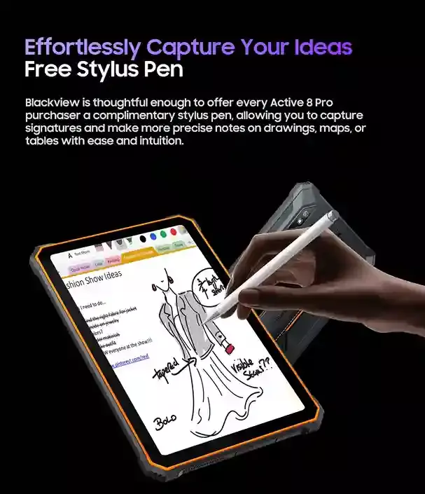 Blackview Active 8 Pro عبّر عن أفكارك بسهولة مع قلم الرسم المجاني Blackview Active 8 Pro عبّر عن أفكارك بسهولة مع قلم الرسم المجاني