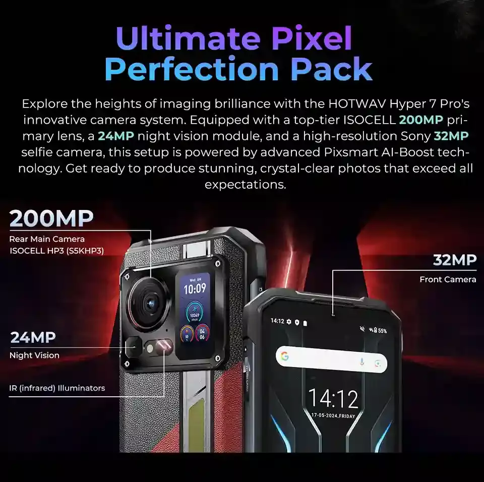 HOTWAV Hyper 7 Pro كاميرا 200 ميجابكسل لالتقاط أدق التفاصيل HOTWAV Hyper 7 Pro كاميرا 200 ميجابكسل لالتقاط أدق التفاصيل