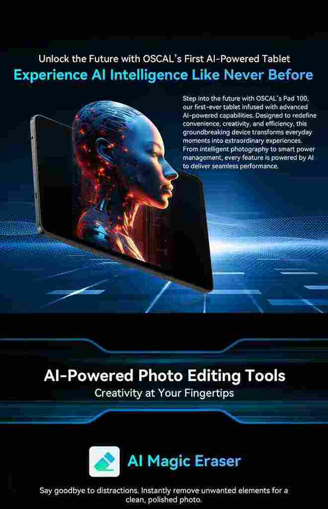 OSCAL Pad 100 أدوات تحرير صور مدعومة بالذكاء الاصطناعي لإطلاق العنان لإبداعك OSCAL Pad 100 أدوات تحرير صور مدعومة بالذكاء الاصطناعي لإطلاق العنان لإبداعك