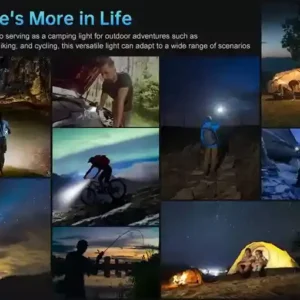 عرض مرئي لاستخدامات الإضاءة القوية متعددة الأغراض في هاتف Unihertz Tank 2 Pro، تظهر فعاليتها في أنشطة مثل التخييم، والتنزه، وركوب الدراجات، وإصلاح المركبات ليلاً، مما يؤكد أنها ليست مجرد هاتف بل أداة أساسية للمغامرات الخارجية.