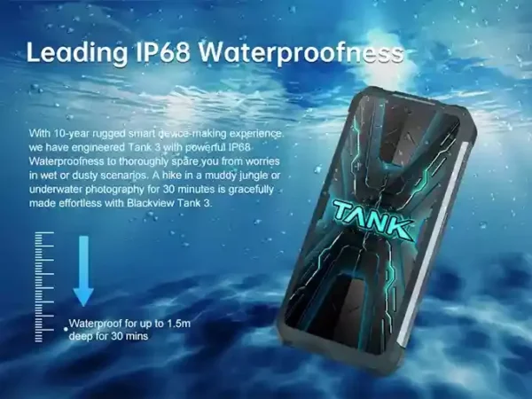 الغوص بثقة Unihertz Tank 3 ومقاومته للماء حتى 1.5 متر