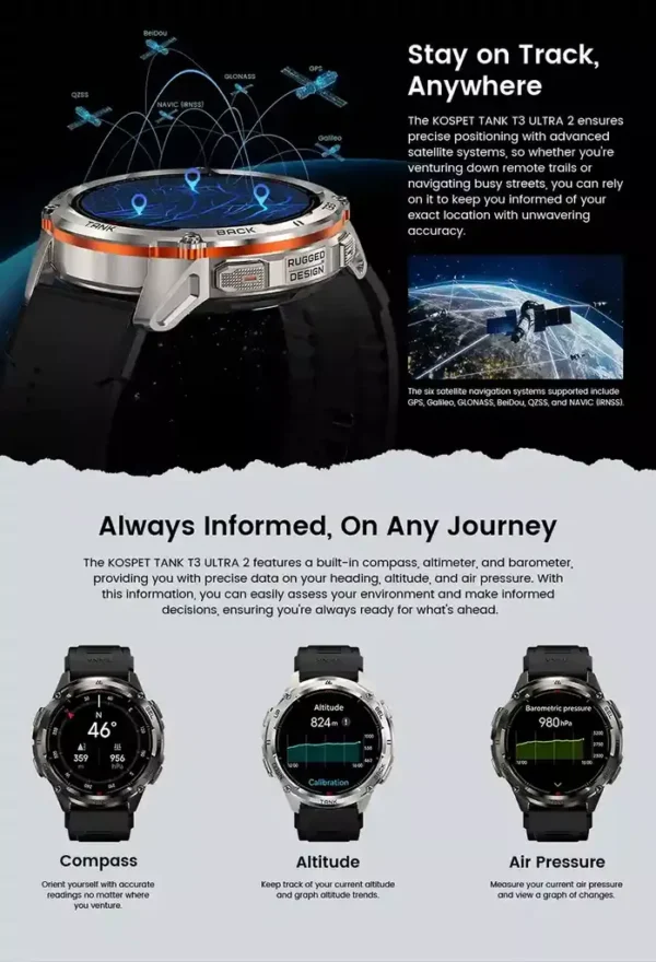 KOSPET TANK T3 Ultra 2 دليلك الأمثل في كل تضاريس قة GPS فائقة مع 6 أنظمة أقمار صناعية