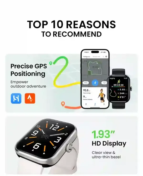 سعر و مواصفات ساعة HAYLOU Watch 4 أداء أكبر بسعر أقل 4 أحد أهم الأسباب لاختيار HAYLOU Watch 4 شاشة 1.93 بوصة HD و GPS دقيق