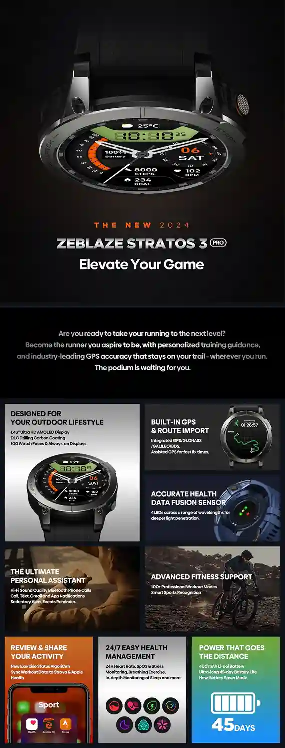 سعر و مواصفات Zeblaze Stratos 3 PRO 5 اكتشف قوة Zeblaze Stratos 3 PRO الميزات الشاملة والأداء الفائق
