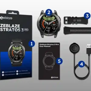 محتويات علبة Zeblaze Stratos 3 PRO الكاملة