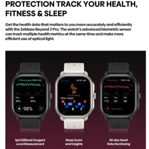 Zeblaze Beyond 3 Pro مراقبة فورية للأكسجين في الدم، النوم، ومعدل ضربات القلب