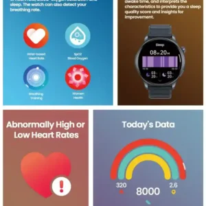 Zeblaze Btalk 3 Pro مراقبة مستمرة لمعدل ضربات القلب ومستويات الأكسجين في الدم