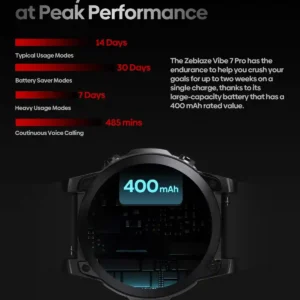 بطارية 400mAh في Zeblaze VIBE 7 PRO تدعمك دوما