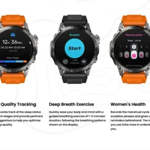 تتبع جودة النوم، تمارين التنفس الموجهة، ومتابعة صحة المرأة ميزات أساسية في Zeblaze Stratos 2 Plus.