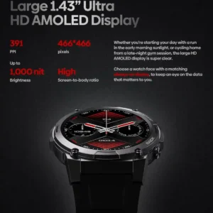 شاشة AMOLED فائقة الوضوح بحجم 1.43 بوصة في Zeblaze VIBE 7 PRO