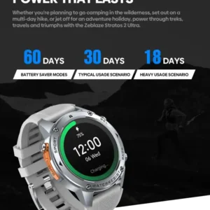 عمر بطارية حتى 60 يومًا من الأداء مع Zeblaze Stratos 2 Ultra