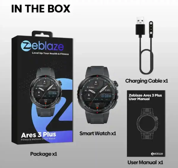 سعر و مواصفات Zeblaze Ares 3 Plus تجربة تفاعلية ثلاثية الأبعاد 4 محتويات علبة Zeblaze Ares 3 Plus