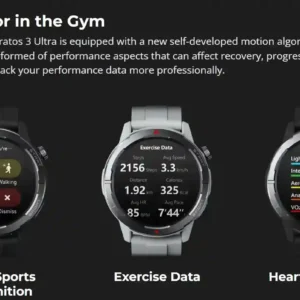 مراقبة معدل ضربات القلب وبيانات التمرين في Zeblaze Stratos 3 Ultra