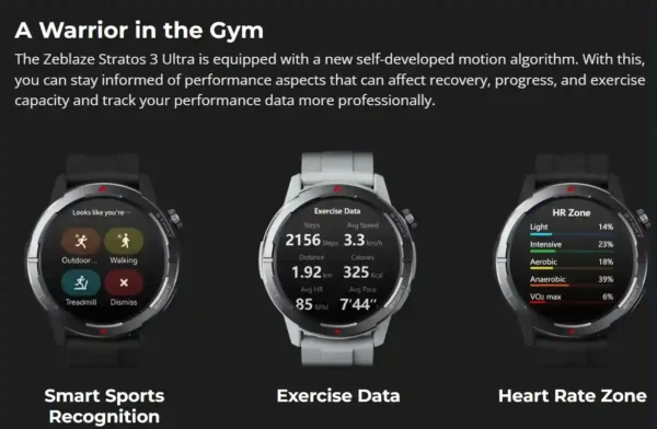 Zeblaze Stratos 3 Ultra ساعة المغامرات المثالية 5 مراقبة معدل ضربات القلب وبيانات التمرين في Zeblaze Stratos 3 Ultra