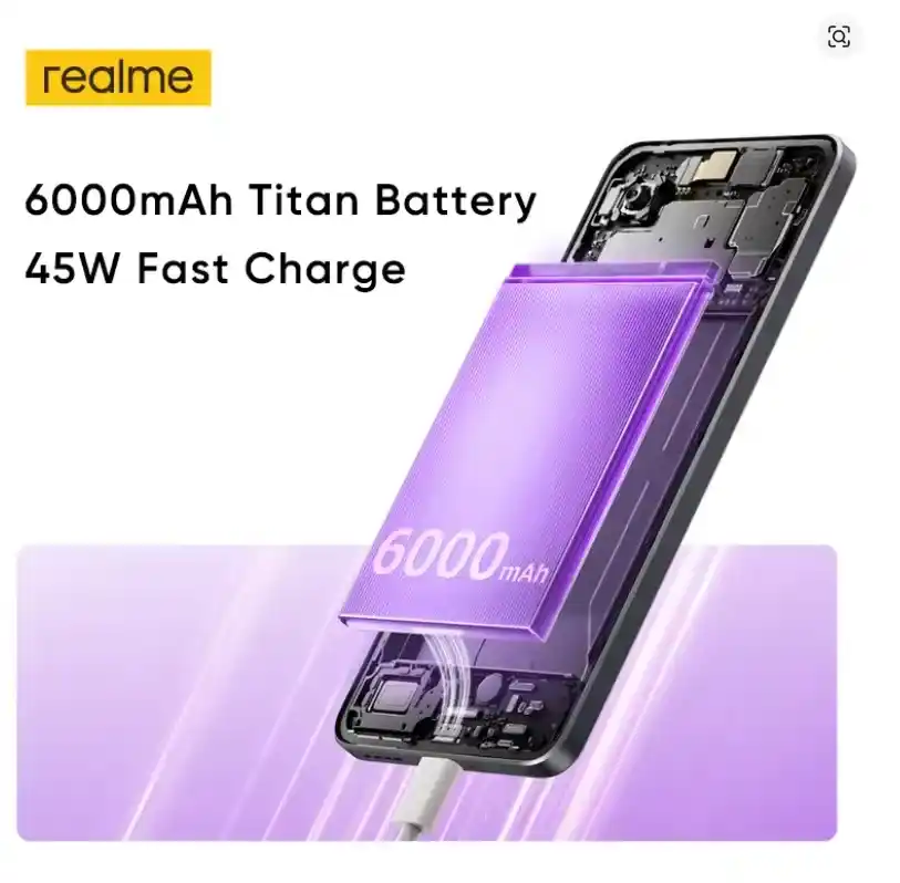 realme 14T 5G هاتف بمواصفات قوية و دعم 5G 8 realme 14T بطارية عملاقة قوة 6000 مللي أمبير وشحن فائق السرعة 45 واط