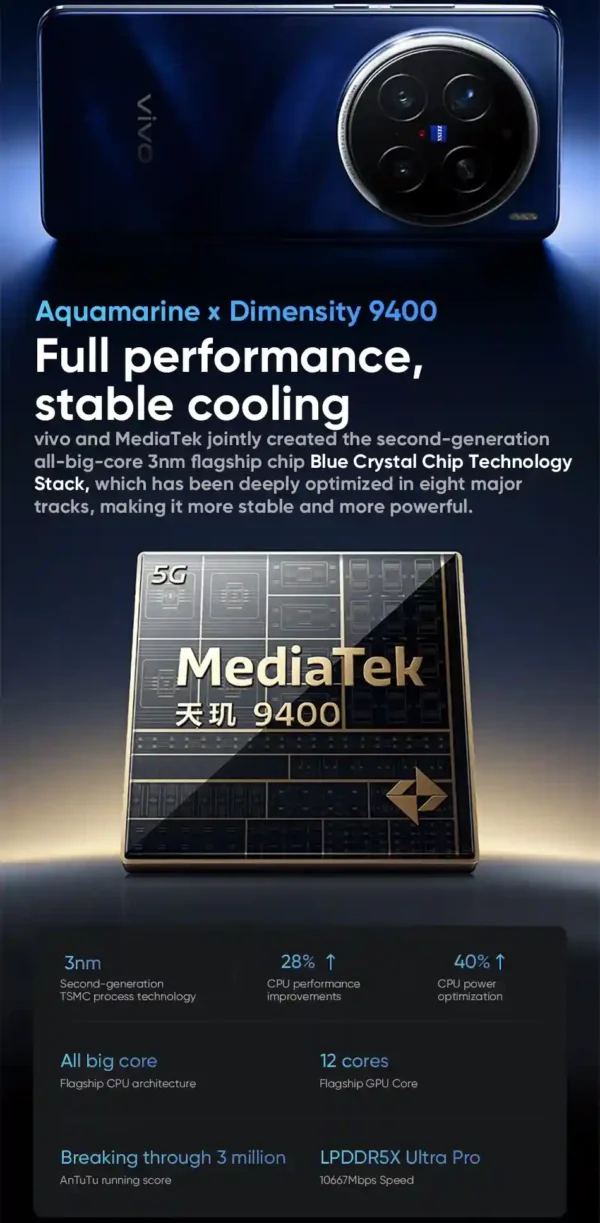 قوة لا حدود لها VIVO X200 Pro بمعالج Dimensity 9400 بتقنية 3 نانومتر